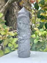 Load image into Gallery viewer, Carved Natural Shungite Dragon Totem Point Tower