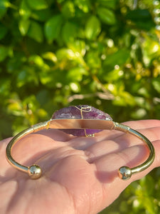 Wire Wrapped Amethyst Crystal Cuff Bracelet
