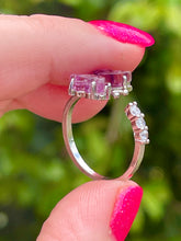 Load image into Gallery viewer, Beautiful Hand Carved Fluorite Crystal &amp; CZ Butterfly Ring