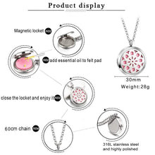 Load image into Gallery viewer, Surgical Steel Diffuser Lockets for Essential Oils with Gift Box - Flower Design