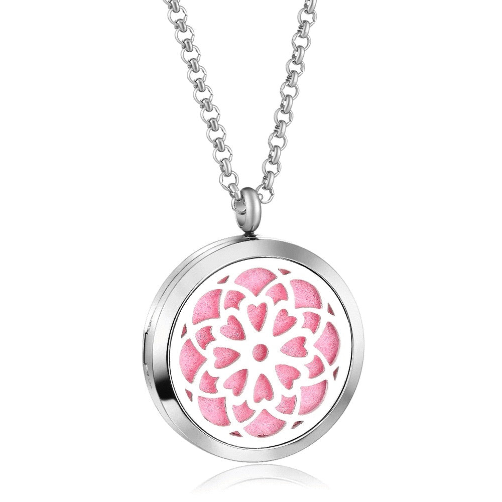 Surgical Steel Diffuser Lockets for Essential Oils with Gift Box - Flower Design