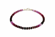 Load image into Gallery viewer, 925 Sterling Silver Faceted Natural Ruby Ombre Bracelet