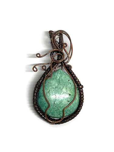 Large Hand Crafted Wire Wrapped Australian Variscite Pendant