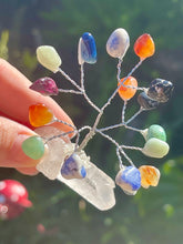 Load image into Gallery viewer, Wire Wrapped Chakra Crystal Gem Tree on Brazilian Clear Quartz Crystal Natural Point