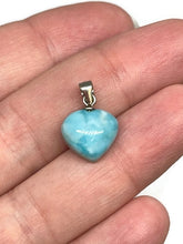 Load image into Gallery viewer, 925 Sterling Silver and Premium Quality Larimar “Dolphin Stone” Heart Shaped Pendant