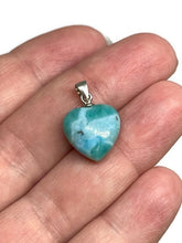 Load image into Gallery viewer, 925 Sterling Silver and Premium Quality Larimar “Dolphin Stone” Heart Shaped Pendant