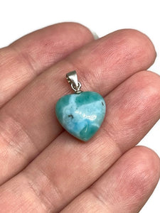 925 Sterling Silver and Premium Quality Larimar “Dolphin Stone” Heart Shaped Pendant