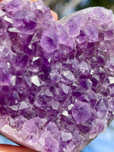 Load image into Gallery viewer, Large Sparkling Brazilian Amethyst Crystal Cluster Heart
