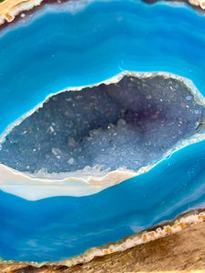 Large Sparkling A Grade Blue Agate Geode