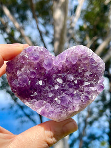 Large Sparkling Brazilian Amethyst Crystal Cluster Heart