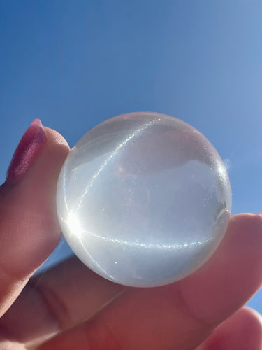 A Grade Natural Girasol Quartz Crystal Sphere with Rutile Star
