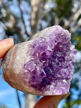 Load image into Gallery viewer, Large Sparkling Brazilian Amethyst Crystal Cluster Heart