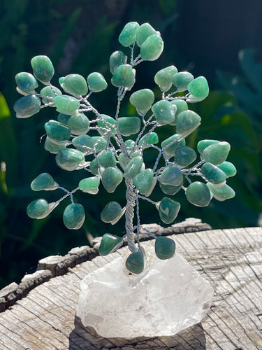Large Premium Quality Crystal Gem Tree on Clear Quartz Crystal Base - Green Aventurine
