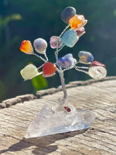 Load image into Gallery viewer, Wire Wrapped Chakra Crystal Gem Tree on Brazilian Clear Quartz Crystal Natural Point