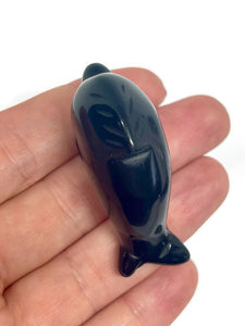 2” Black Agate Dolphin Carving