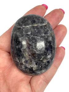 Large Iolite with Sunstone Palm Stone
