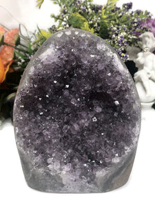 Large Brazilian Amethyst Standing Cluster with Polished Edge #1