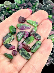 Tumbled A Grade Ruby Zoisite Crystal Chips (100g)