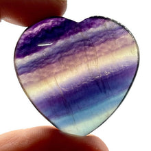 Load image into Gallery viewer, One (1) Multicoloured Rainbow Fluorite Crystal Heart