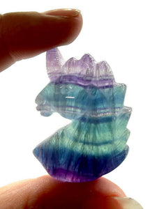 Multicoloured Rainbow Fluorite Carved Crystal Unicorn