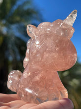 Load image into Gallery viewer, Hand Crafted Rose Quartz Crystal Resin Unicorn