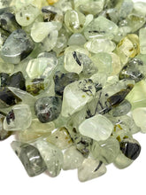 Load image into Gallery viewer, Tumbled Rutilated Prehnite Crystal Chips (100g)