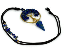 Load image into Gallery viewer, Beautiful Wire Wrapped Lapis Lazuli Tree of Life Pendulum Necklace