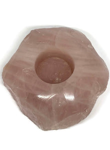 Large A Grade Brazilian Rose Quartz Crystal Polished Tealight Candle Holder