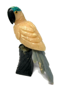 Large Hand Carved Calcite Parrot