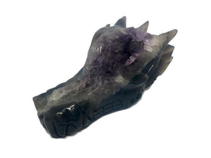 Huge 19.5 Cm Sparkling Amethyst Geode Dragon