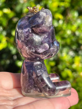 Load image into Gallery viewer, Hand Crafted Purple Amethyst Crystal Resin Teddy Bear