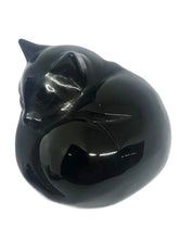 Load image into Gallery viewer, Beautiful Hand Carved Black Obsidian Crystal Sleeping Cat