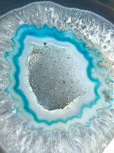 Load image into Gallery viewer, Large Sparkling Teal Blue Agate Druze Geode Cave