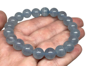 Premium Quality 9 mm Blue Onyx Aquatine Calcite Beaded Bracelet