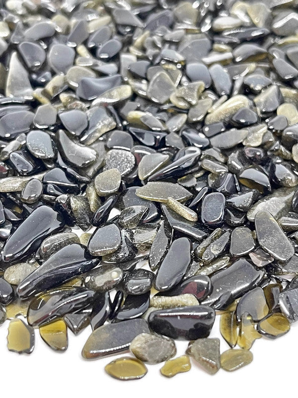 Tumbled Golden Sheen Obsidian Crystal Chips (100g)