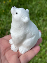 Load image into Gallery viewer, Sparkling White Marble Friendly Polar Bear Carving (Large)