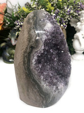 Load image into Gallery viewer, Large Brazilian Amethyst Standing Cluster with Polished Edge #1