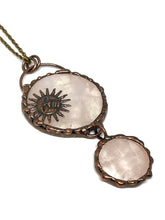Load image into Gallery viewer, Bronze Celestial Rose Quartz Sun Pendant