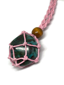 Macrame Crystal Keeper Pouch Necklace
