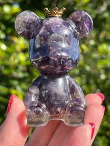 Hand Crafted Purple Amethyst Crystal Resin Teddy Bear