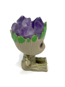 Baby Nature Spirit Figurine with Amethyst Crystal