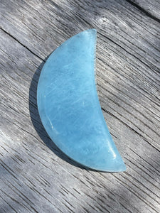 Aquamarine Crystal Crescent Moon Carving #2