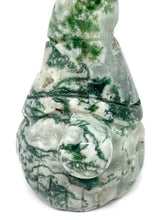 Load image into Gallery viewer, Large Hand Carved Natural Moss Agate Druzy Geode Crystal Garden Gnome
