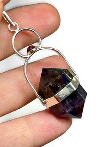 Premium Quality Herkimer Shaped Violet Amethyst with Garnet Divination Pendulum
