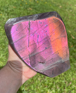 XL 19 Cm Premium A Grade Rare Purple Flash Labradorite Polished Freeform Display Crystal