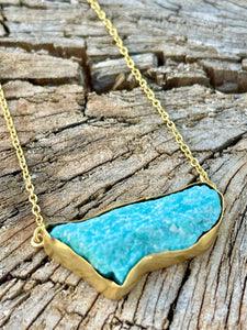 Gold Plated 925 Sterling Silver and Raw Amazonite Necklace