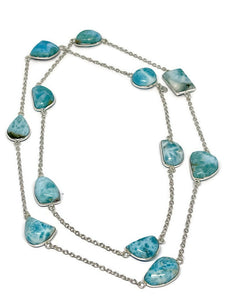 925 Sterling Silver Larimar “Dolphin Stone” Necklace