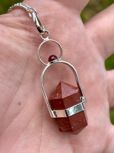 Premium Quality Herkimer Shaped Red Jasper with Garnet Divination Pendulum