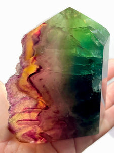 Multicoloured Rainbow Fluorite Crystal Cubic Cluster Point