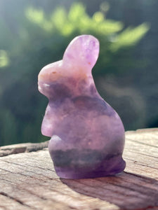 Purple Fluorite Crystal Bunny Rabbit Carving